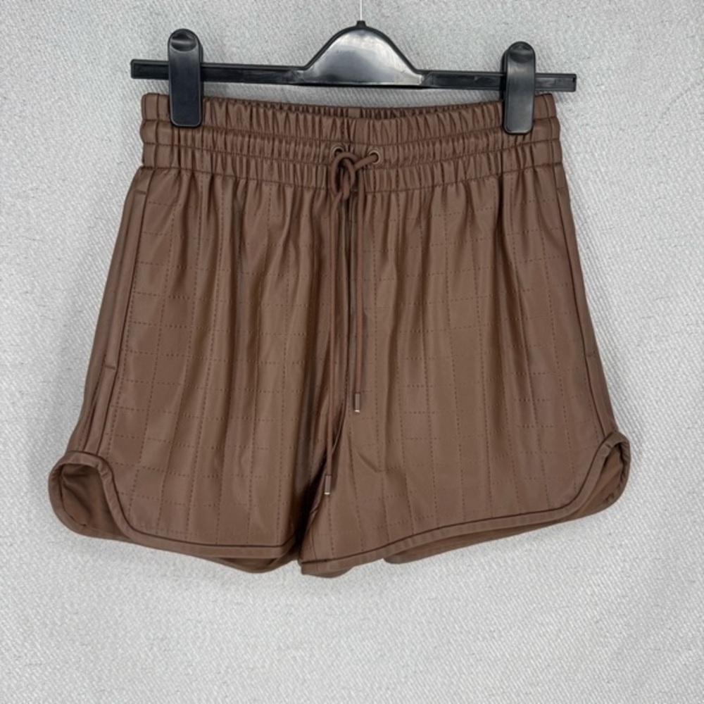 Chocolate Brown Quilted vegan leather normcore scandi minimalist 
Women Shorts